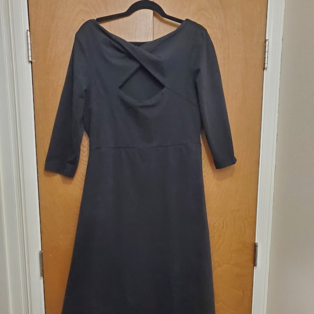 Pact Black Dress With Crisscross/Keyhole Back Detail